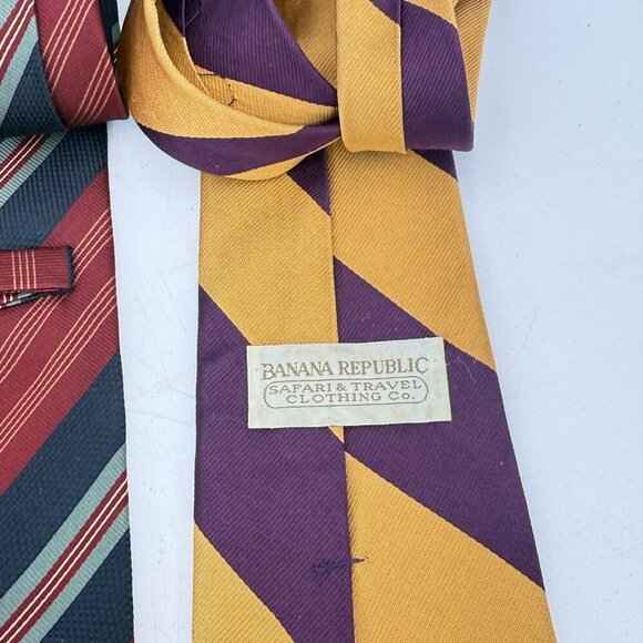 Lot Of 4 Vintage Banana Republic Handmade Silk Neck Ties Men’s Tie 1980s -90s - Picture 5 of 13